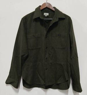 Hartford mens medium percey recycled wool shirt green button down winter